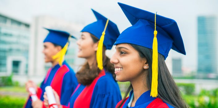 Pretty smiling Indian girl graduated from university